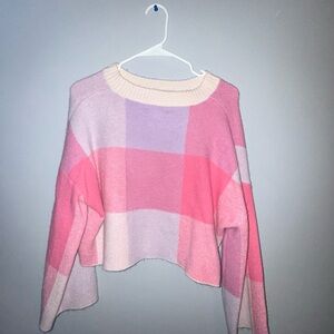 Jessica Simpson Pink and Purple Plaid Sweater
